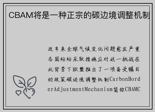 CBAM将是一种正宗的碳边境调整机制